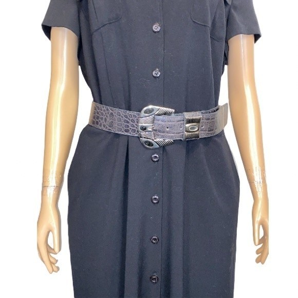 90s MZ New York Western Belt Top Grain Leather Brown lined Silver Buckle size L